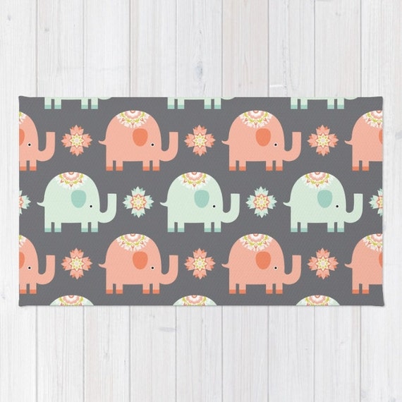 Elephant rug baby elephant decor boho nursery 3x5 4x6 2x3 area