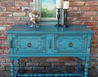 SOLD SOLD Painted buffet / painted shabby chic buffet / distressed buffet / sideboard / buffet / antique buffet / turquoise buffet