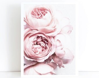 Blush Pink Peony Print like the block Scandi Print Poster Flower Print the Block Unframed Print Poster Art Canvas - Scandinavian art