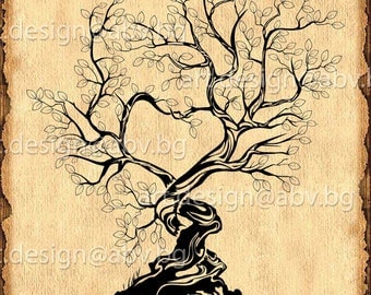 Vector WEDDING TREE, silhouette, ai, eps, pdf, PNG, svg, dxf, jpg Image Graphic Digital Download Artwork, graphical, discount coupons
