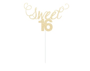 Sweet 16 Cake Topper - Any Color Glitter