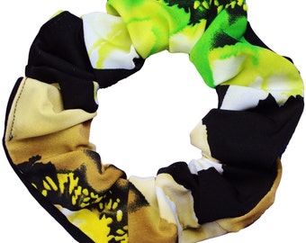 Black Floral Soft and Silky Scrunchies (Free Shipping Worldwide) Made in USA Ponytail Holder Hair Accessories