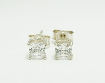 Items similar to STERLING SILVER CUBIC zirconia stud earrings on Etsy
