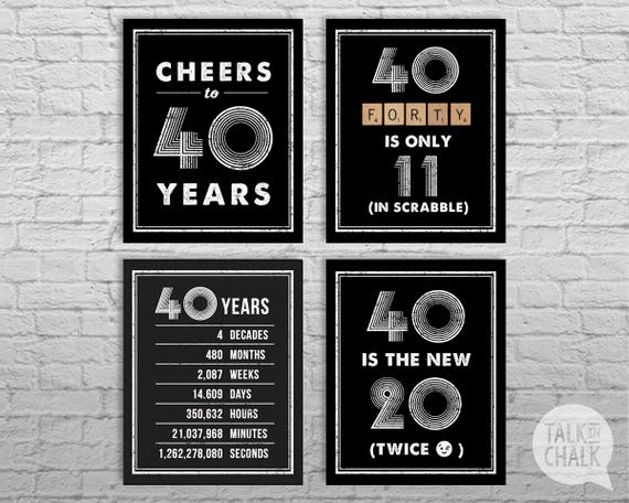 40th Birthday Sign Pack 40th Birthday DIGITAL Posters Cheers