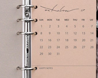 Filofax Calendar Inserts - PERSONAL / Kikki K Medium 2017 / 2018 Monthly Cover Pages PRINTED on 'buff' OR 'eco grey' recycled Kraft paper