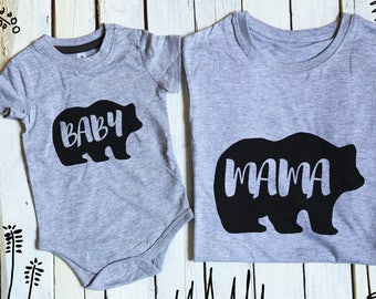 Mama Bear Baby Bear, Mommy and Me, Mama Baby Bear, Bears Family Set, Bear Matching Set, Mother's day gift, Baby Bear Onesie, Mama Bear Shirt