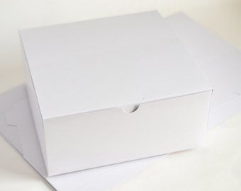 White Gift Boxes, 10 Bridesmaid Gift Boxes, White Boxes, Wedding Gift Boxes, Wedding Favor Boxes, Paper Boxes 8x8x3.5"
