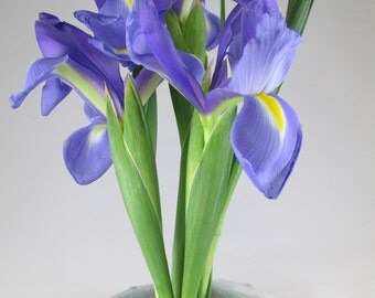 IKEBANA POTTERY VASE. Floral Vase in Green /White Glaze