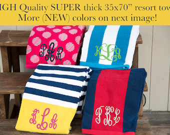 Monogrammed Beach Towel - personalized beach towel - bridesmaid gift - Graduation Gift - Bridesmaid gift - Embroidered Towel