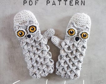 CROCHET PATTERN #002---Crochet owl gloves or mittens