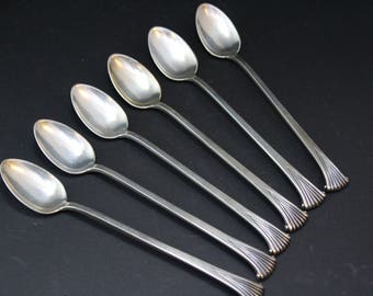 Sterling Silver Danish Flatware Set of 6 Iced Tea Spoons in Onslow Pattern by Tuttle, Tuttle Sterling Flatware, Danish Silver Flatware Set