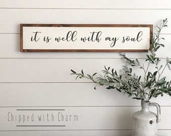 It Is Well With My Soul Sign, Framed Wood Sign, Framed Wood Sign All Is Well With My Soul