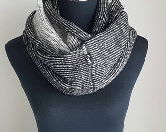 Mens scarf, Mens knitted scarf for men, Black mens infinity scarf men, Unique mens gifts for him Husband gift. Birthday gift for husband