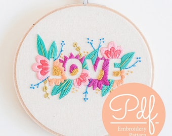 LOVE - Embroidery pattern - PDF Digital Download