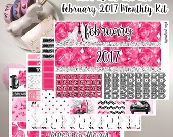 Erin Condren Monthly Sticker Kit - "Love Is In The Air" - February Monthly Kit - February 2017 Monthly Kit - Valentine's Day Kit