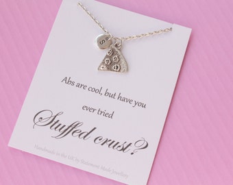Silver pizza necklace, Message card necklace, inspirational message necklace, christmas gift, message card necklace, MCNPIZZ01