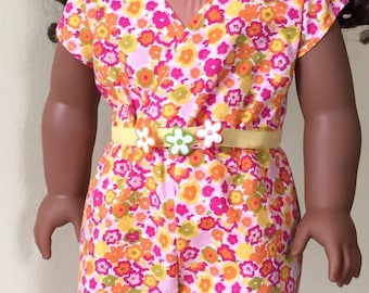 Fits American Girl, 18 inch doll: romper with acessories