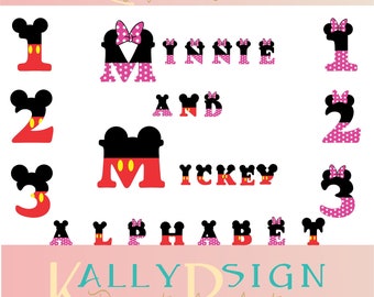 Mickey ears, Disney svg, SVG files, Alphabet letters, Minnie mouse svg file, Alphabet svg, Digital download, SVG Files, SVG Fonts, files,