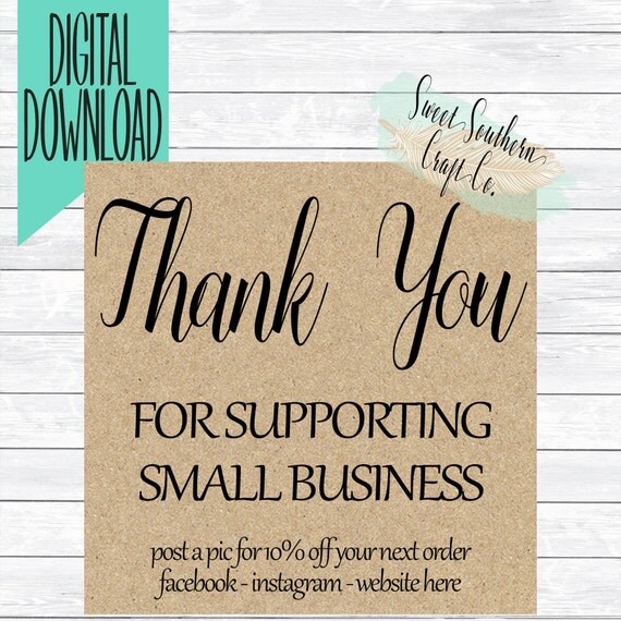 Thank You For Supporting Small BusinessEtsy Shop Seller Thank