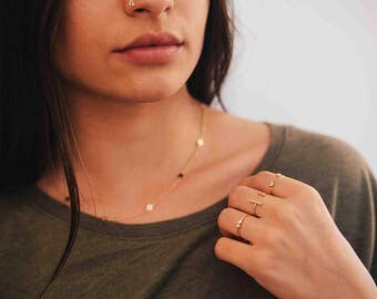 Three stone ring - thin gold ring - simple gold ring - thin cz ring - dainty cz ring - stacking ring - minimalist ring - delicate cz ring