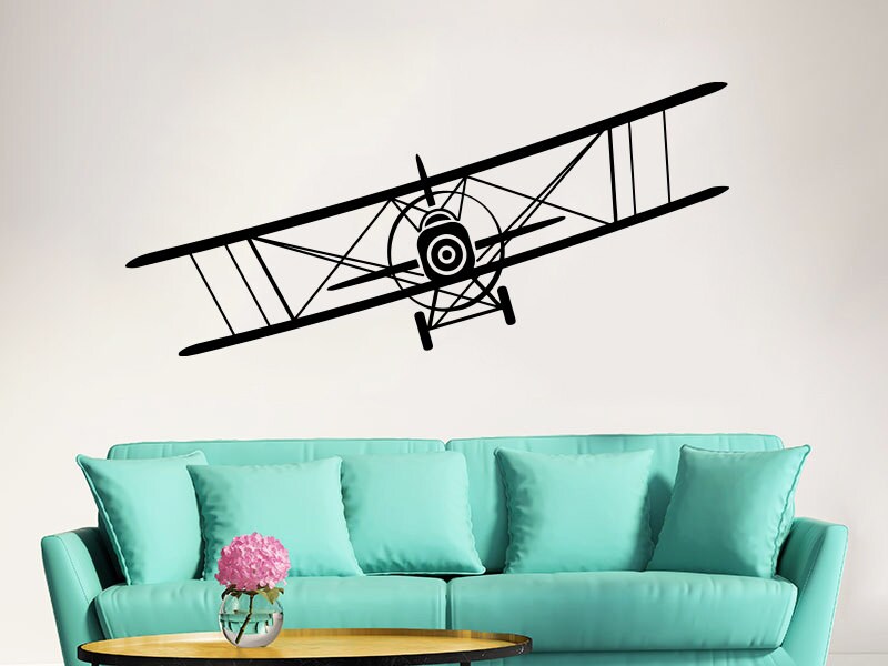 Airplane Wall Decal Vinyl Sticker Decals Biplane Decor Plane
