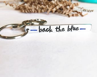 Back The Blue Keychain - LEO Keychain - Police Wife - Thin Blue Line Keychain -Police Support