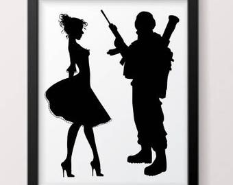 Girl and Army boy SVG; barbie svg; army boy svg; army svg