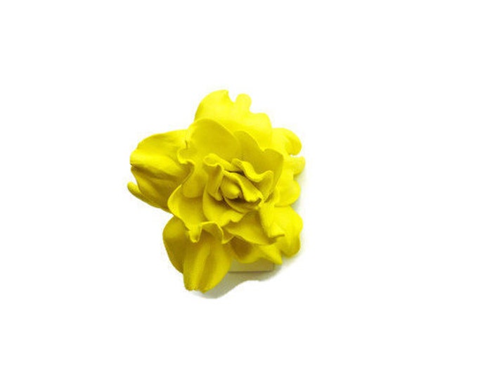 Yellow Scrunchy Flower barrette Hair Ties Pin Prom Hairpin Hair pin Wedding Bridal Mom Event Floral rose handmade brooch Gift for her