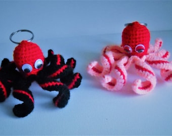 Valentine’s Day Octopus keychain, set of 2 , crochet octopus keychain, his and her keychain, crochet octopus, amigurumi octopus keychain,
