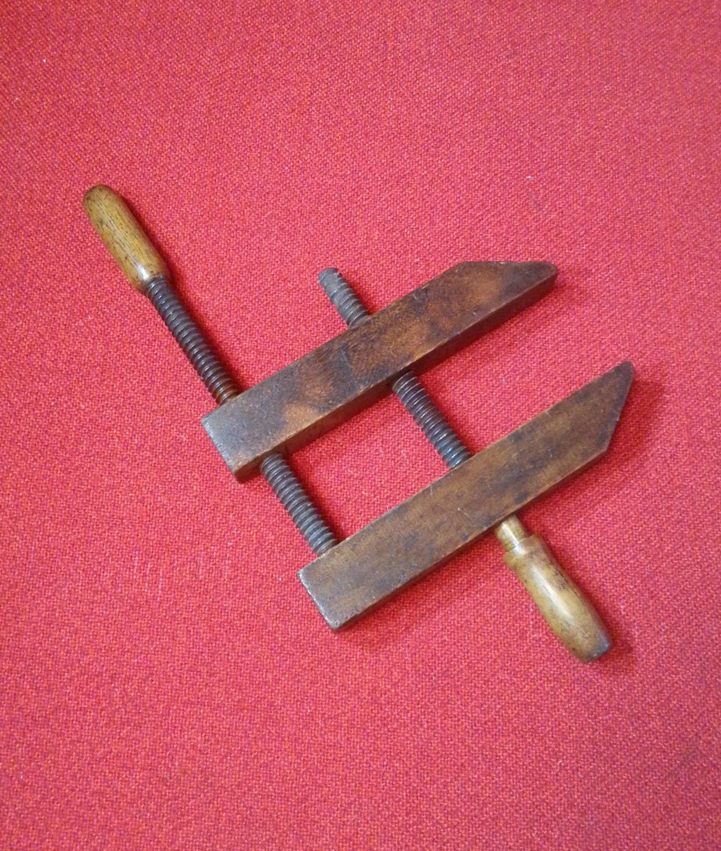 Antique Wooden Adjustable Clamp Vintage 6 Screw Clamp