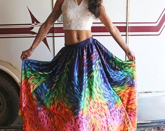 Maxi Skirt, boho dress, Rainbow skirt, Gay pride skirt, Pride skirt, boho maxi dress, Rainbow Print Maxi Skirt, Beach Maxi Skirt