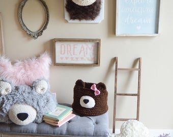 Nursery wall decor / faux Taxidermy / stuffed bear/ woodland decor / plush bear / woodland nursery decor / playroom