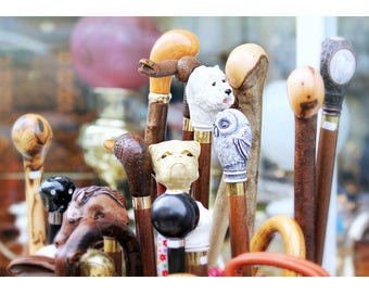 walking sticks, vintage walking sticks, London England, travel photography, foyer home decor, London home decor, London antique shop, 11x14