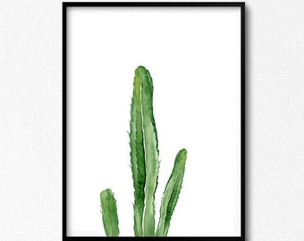 Green plant print. Cactus Printable. Botanical art, Southwestern art, botanic print, Watercolor set, Cacti decor. gift idea. modern art