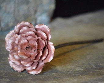 Copper and Iron Forever Rose, Blacksmith Made, Gift for Her, Anniversary Gift, Wedding Gift, Iron Gift, Copper Gift Copper Rose Gift for mom