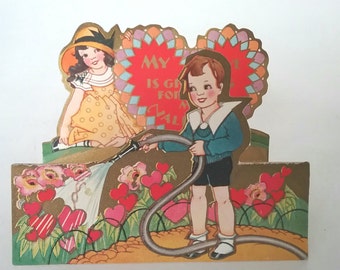 Vintage Valentines Card, Vintage Card, Die Cut Card, Vintage Valentines Day, Vintage Valentines Decor, Vintage Gift, 1930s, Be My Valentine
