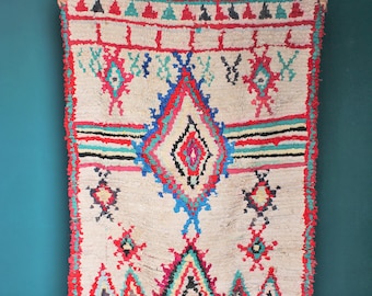 Colorful boucherouite rug 125 x 190cm / 49 x 75inches (excellent condition !)