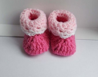 Baby Booties, Crochet Baby Booties, Pink Baby Booties, Newborn, 3 months