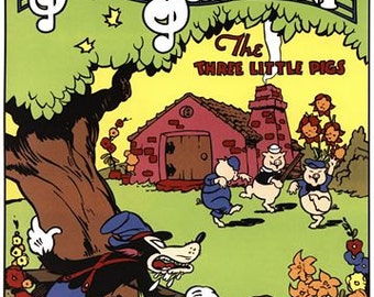 Vintage Three little Pigs Movie Poster A3/A2/A1 Print