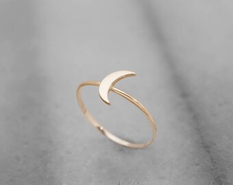 Moon Ring, Gold Moon Ring, 14k Gold Ring, Yellow Gold, Crescent Moon, Minimalist Ring, Gold Moon, Dainty Ring, Gift For Her, Women's Ring