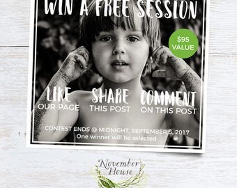 Facebook Promotion, Like Share Comment Promo, Photography Facebook Marketing, Marketing Board, Photoshop Template, Social Media Template