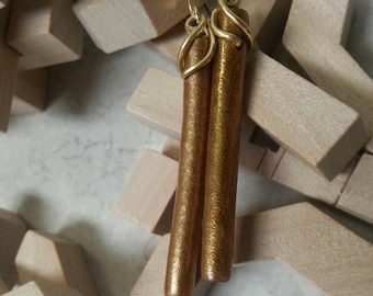 Golden Coral Wire Wrapped Earrings