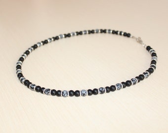 beeded black obsidian necklace beeded black obsidian necklace