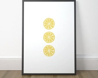 Modern Kitchen Art Print, Printable Kitchen Sign, Lemon Print, Kitchen Decor, Colorful Kitchen Art Poster, Instant Download, Digital Print