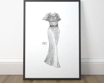 Vintage Fashion Illustration, Fashion Drawing Print, Fashion Illustration Poster, Vintage Illustration Art, Instant Download, Digital Print