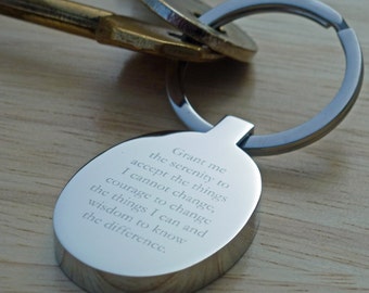 Serenity Prayer Keyring Keychain, Can Be Personalised