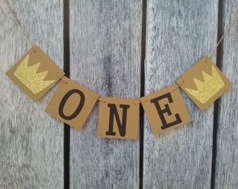 Where the wild things are first birthday banner, a wild one banner, one birthday banner, first birthday sign, birthday banner, baby shower