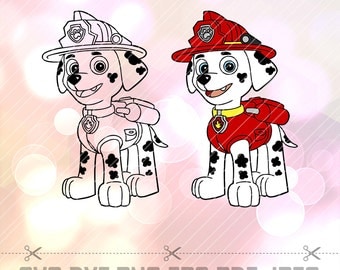 Paw Patrol Marshall SVG DXF Vector LAYERED Cut Files Cricut Designs Silhouette Party Supply Decoration Vinyl Decal Craft Stencil Template
