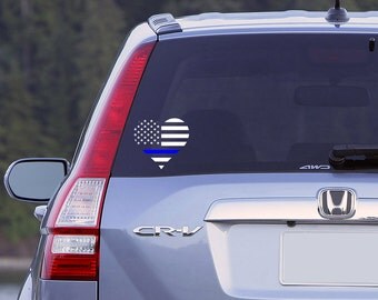 Thin Blue Line Heart Flag Car Window Decal, Police Decal, Love My Police Officer Decal, Police Wife, Police Girlfriend