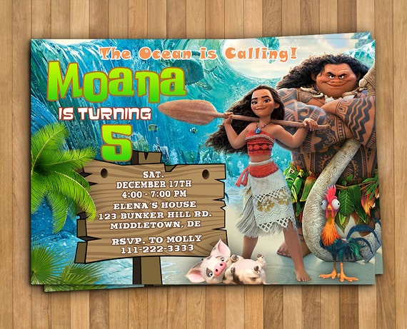 Moana Birthday Party Invitation Card